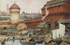 Спасские Водяные ворота Китай-города в XVII веке. 1922. Акварель, уголь, карандаш