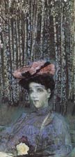 Портрет Н.И.Забелы-Врубель на фоне березок. 1904. акв., пастель, карандаш.