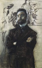 Портрет поэта Валерия Яковлевича Брюсова. 1906. уголь, мел, сангина.
