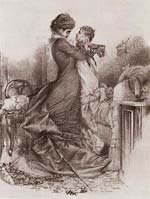 Свидание Анны Карениной с сыном. 1878. тушь, сепия, перо.